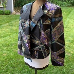 Chicos jacket size 2 fully lined zipper pockets abstract design  durable…
